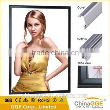 Environmental indoor aluminum snap frame LED panel for store advertising