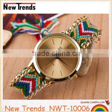Newest National Style Multi Color Woven Braid Women Bracelet Watches photo-3