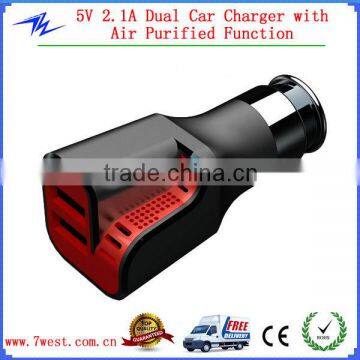 5V 2A/1A Micro USB Car Charger for iphone Mini Dual USB Car Charger-Red