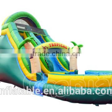 inflatable palm tree water slide, inflatable water slide pool, tropical water slide