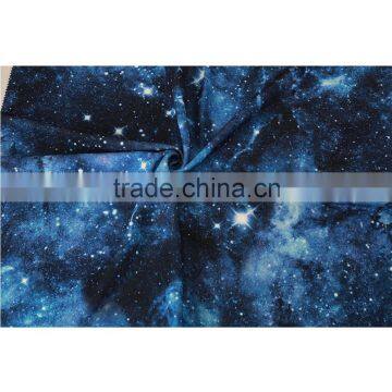 Custom blue glaxy pattern T/SP ottoman printed knitting fabric