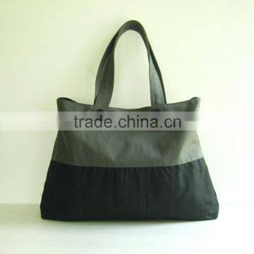 Black/Grey Canvas Tote - Pleated Bottom, shoulder bag, handbag, gym bag, everyday bag fashion tote bag ladies fashion tote bag