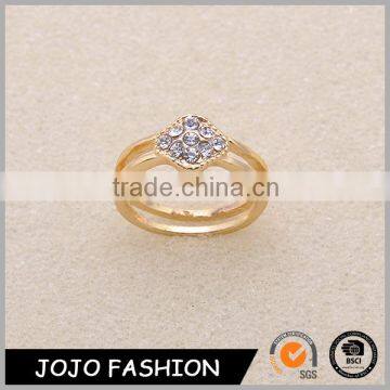 New style two layers design rhinestone gold woman rings for wedding
