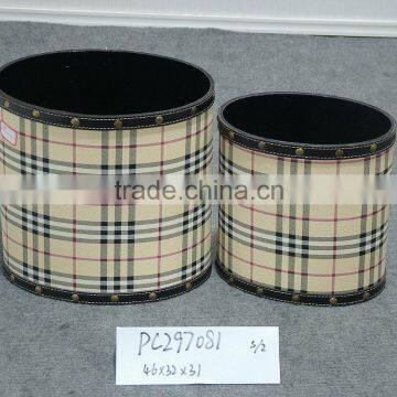 Vintage leather wooden lattice trash