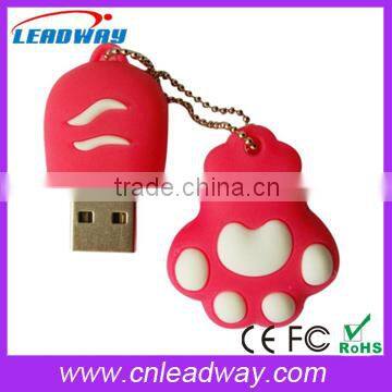 Novelty Cartoon PVC Cat or Bear Paw USB Flash Drive Memory, Footprint USB