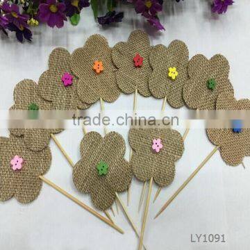 IN STOCK 2016 Burlap Flowers on a stick for Wedding Decoration