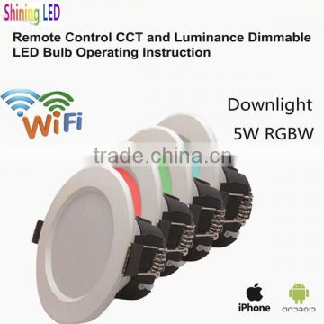 Wholesale Price Android IOS wifi control Dimmable 5W RGBW LED Downlight