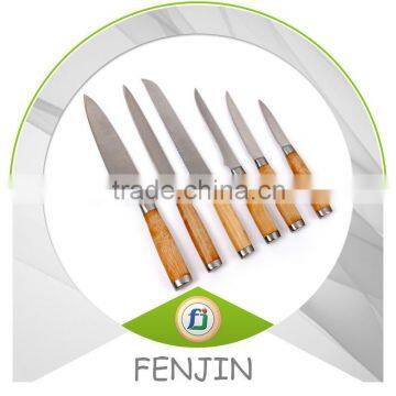 5pcs High Quality Bamboo Handle Kitchen Knife