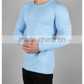 OEM custom mens plain tight fit long sleeve t shirt