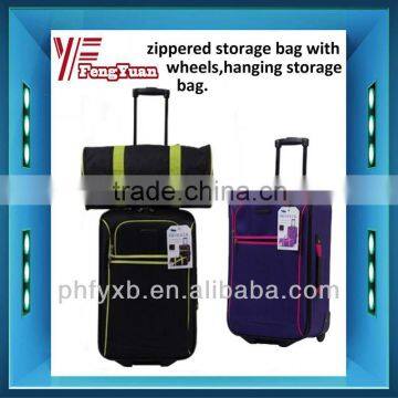 China  2014 600D Polyester Rolling Wheeled Travel Luggage Duffel Bag with two inline skate wheels and trolley