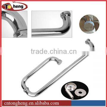 Custom tubular handle and towel bar combination with metal washer glass door