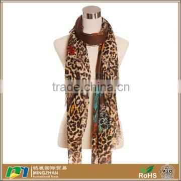 Large lightweight leopard print cotton viscose silk twill scarf fabric for dubai