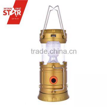 6+1W Foldable Solar Rechargeable Wholesale LED Lantern with USB Output