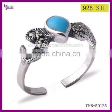 Factory Directly Selling 925 Silver Natural Vintage 925 Sterling Silver Aquamarine Ring