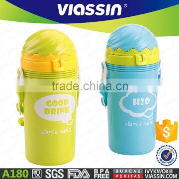 A180 new ice cream colorful plastic kids water bottle with straw 500ml