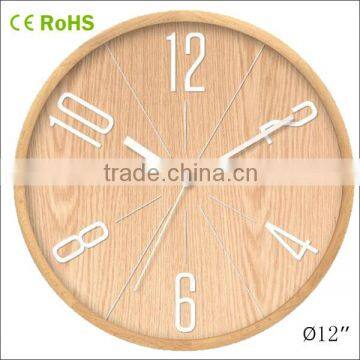 12 inch customized logo clock promotional wooden wall clock