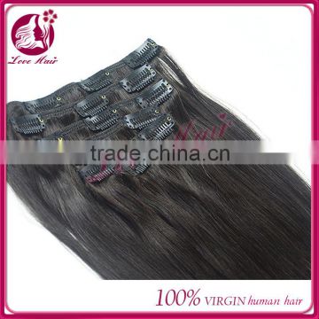 Highest Feedback Wholesale In Stock Straight Unprocessed 100% Chinese hair Clips hair Extensions