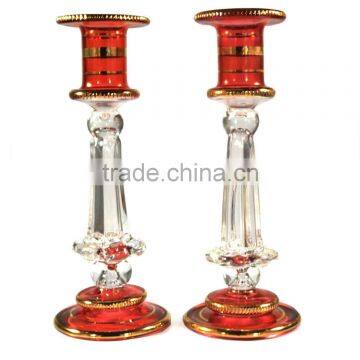 Handmade Egyptian Glass Candle holder - 2 pc set