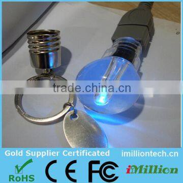 Promotional light cob bulb usb pendrive 8gb with key ring