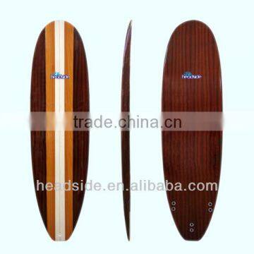 Classic woodgrained paper PU core wooden surfboard