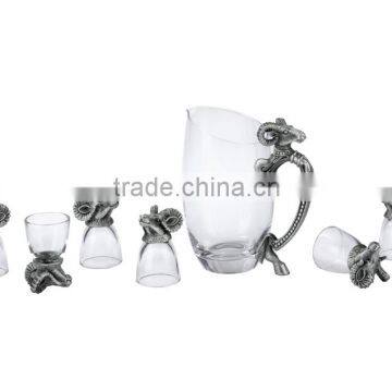 RORO New for 2015 goat year unique craft liquor glass pewter design shot glass set