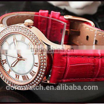 Fashion personality prism diamond lady women multi-color leather watch