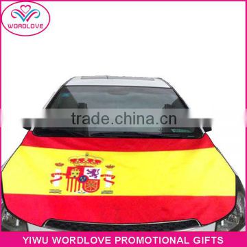 custom elastic printed polyester&spandex Spain flag car hood cover,promotion Spanish car bonnet flag for national day