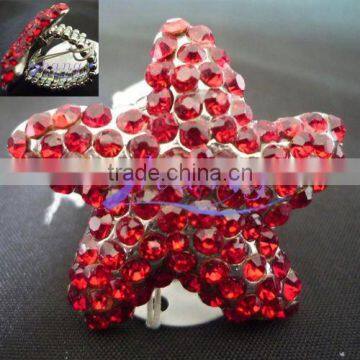 star shaped stretch rings with red rhinestone