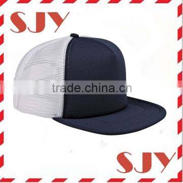Foam Front Blank Flat Billed Trucker Cap With Mesh Back