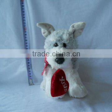 plush dog with heart / cute dog /plush toys/ Stuffed toy