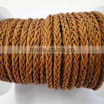 Braided Leather cords -2201 Vintage Orange