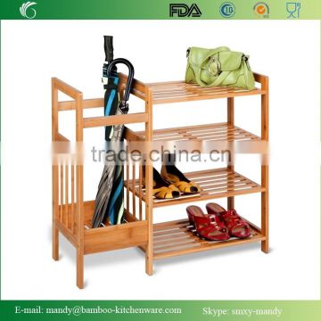 Collapsible Bamboo Storage Rack and Shelf for Umbrellas and Shoes