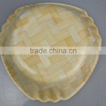 Retail No Normal Anomaly Triangle Color Painting Picture Handmade Bamboo Woven Wooden Salad Bowl Kitchen Tools photo-3