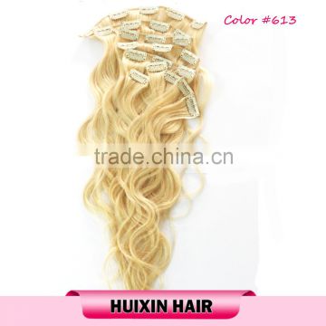 Blonde Hair Wholesale Cheap Unprocessed Virgin Russian Remy Clip In Human Hair BODY WAVE