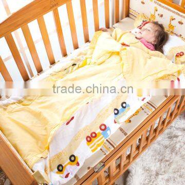 100% cotton Infant Kindergarten anti kicking sleeping bag quilt for four seasons detachable and washable yellow car style