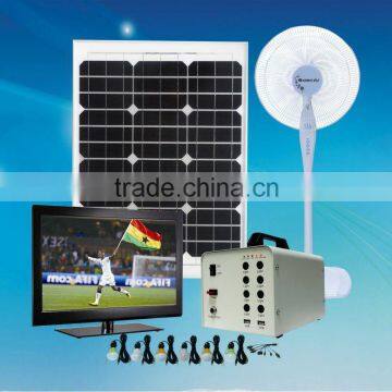 40w portable solar lighting kit to ran fan/TV/LED bulb