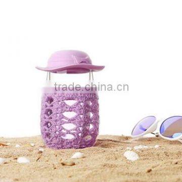 Creative design double walled glass tea cup Personalized silicone lid silicone sleeve