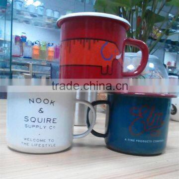 Europe Popular 350ml Custom Enamel Cappuccino Mug Camping Enamel Mug Stock Wholesales photo-2