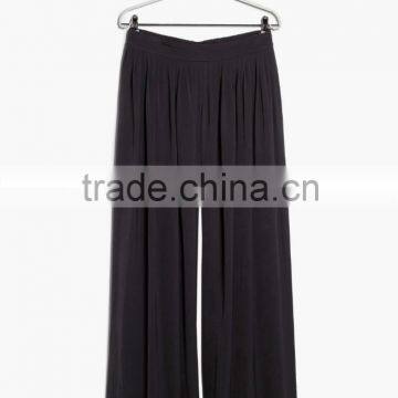 2015 New In Flowed Fashion Black wide leg Women Pleated Palazzo pants