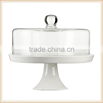 white wedding opal glass cake stand with cover