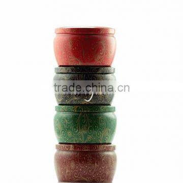 Red Vivid Flower Round Tin Plate Tea Canister for Matcha photo-3