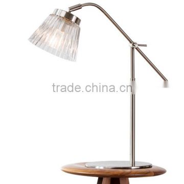 Adjustable Height Table Lamp Satin Nickel Steel With Glass Lampshade Bedroom Study Room Living Room Table Lamp