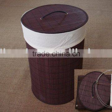 cicular chocolate with lid bamboo laundry hamper