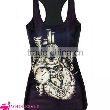 Wholesale Pinky Ladies With Corsets Printed Black Stringer Tank Top for Women photo-5