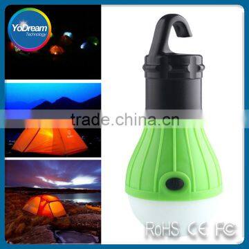 Portable Outdoor Camping Lamp Tent Light Torch Flashlight ABS Plastic 3LED Fishing Lantern Lamp with Hanging Hook