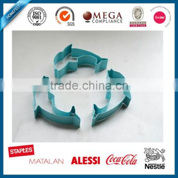 blue color 18/0 stainless steel dolphin cookie cutter set