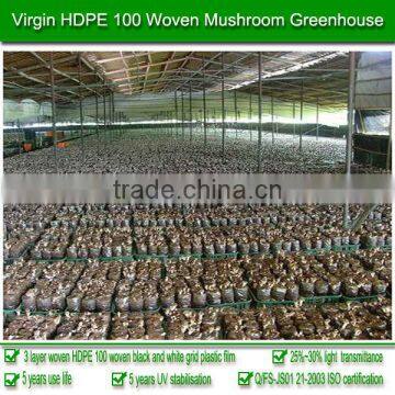 3-layer woven 200 micron 5-year use life and UV stabilized 100% HDPE black and white grid greenhouse plastic roll for mushroom