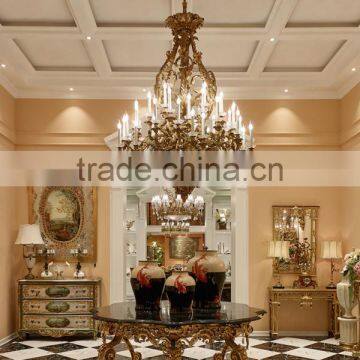 Luxury Bronze 24 lights Chandelier, Retro Design Hotel Ceiling Lamp, Antique Brass Pendant Light