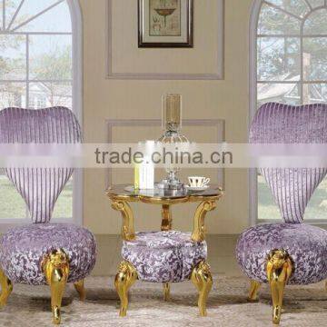 BISINI Petal Shaped Living Room Chair, European Style Solid Wood With Fabric Chair, Classic and Fancy Chair (BF01-X1197) photo-2