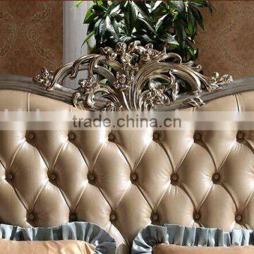 European Style Solid Wood With Genuine Leather Bed, Royal Bedroom Carved Furnitur Bed, Royal Bedroom Furniture (BF01-ML013) photo-3